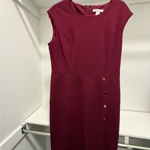London Times Burgundy Midi Dress